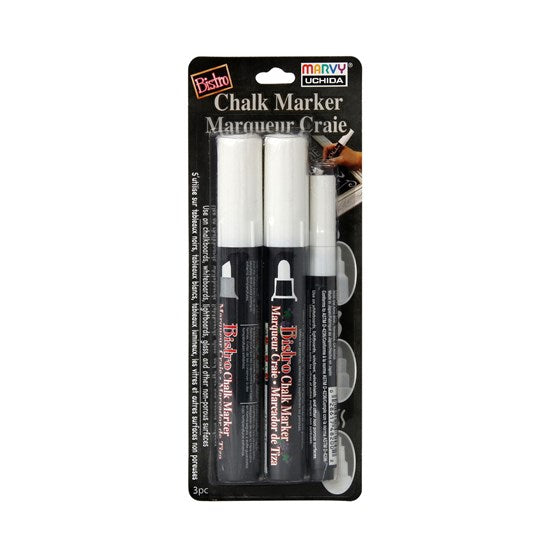 Set. 3 chalk markers - bistro - asst - white