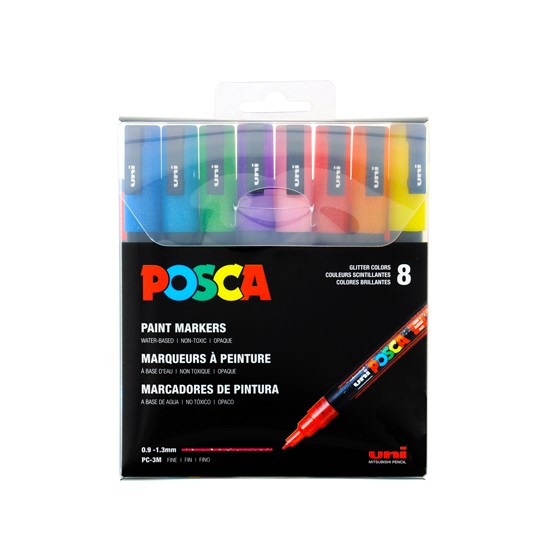 Set of 8 Posca Marker Pc-3Ml Glitter