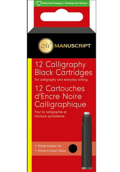 MANUSCRIPT 12 CARTOUCHES ENCRE ASSORT. Noir
