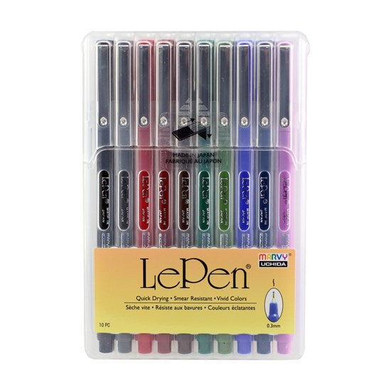 10 Fineliners - lepen - 0.3mm - bright colors