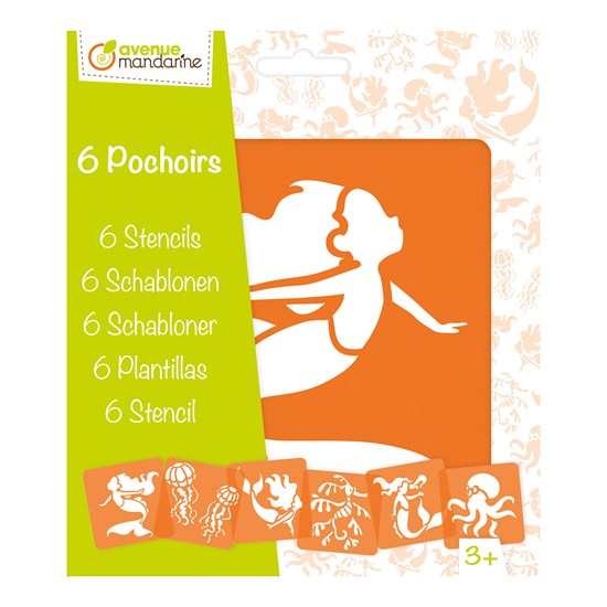 6-Pack Stencils - Mermaids & Sea Creatures