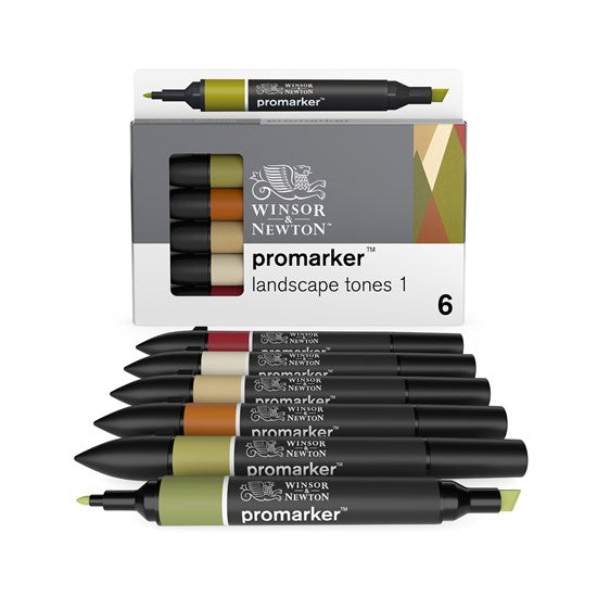 Set of 6 Dual-Tip Promarker Landscape Tones