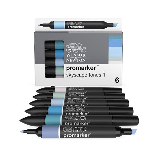 Set of 6 Dual-Tip Promarker Sky Tones