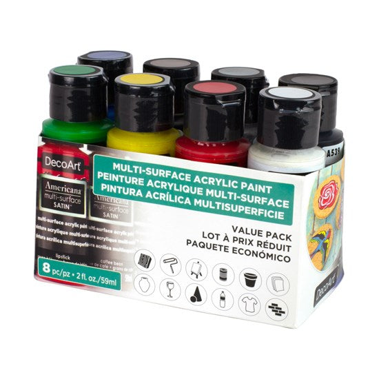 Set of Americana Acrylics Multisurfaces  Satin -  8X60ml