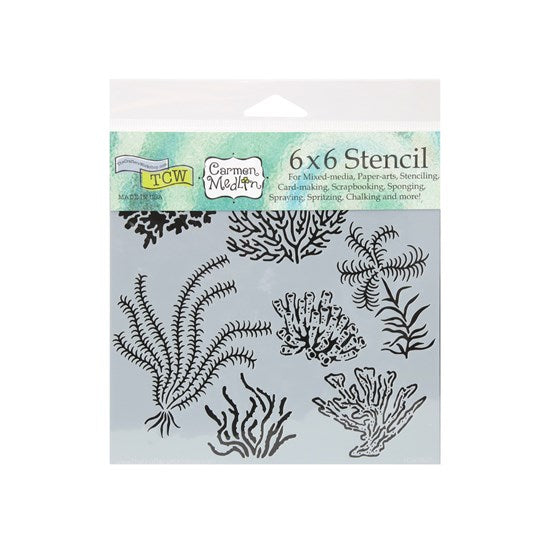 Pochoir fleurs bord de mer 6x6po