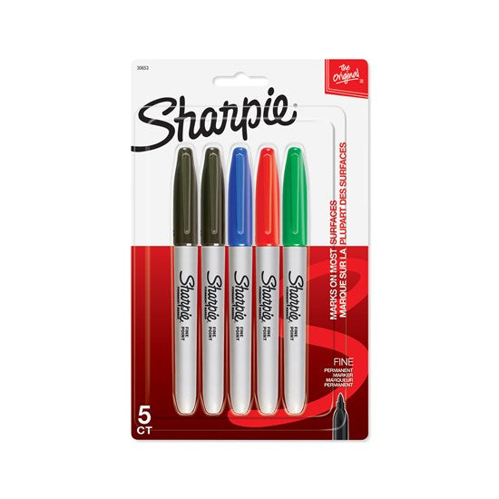 Ens. 5 marqueurs permanents sharpie à pointe fine