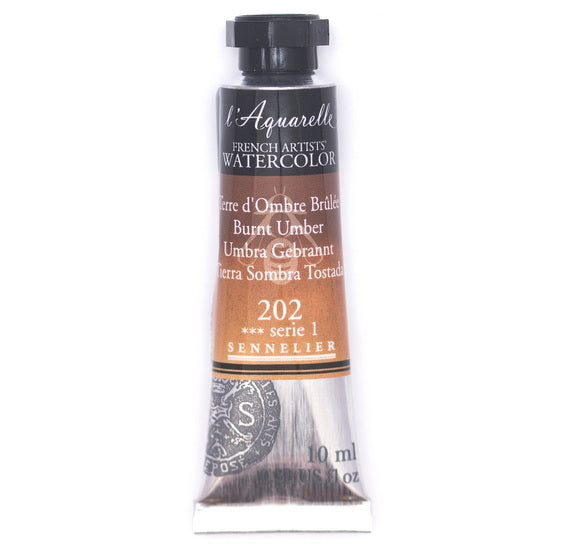 Watercolor tube - 10ml - burnt umber - s1