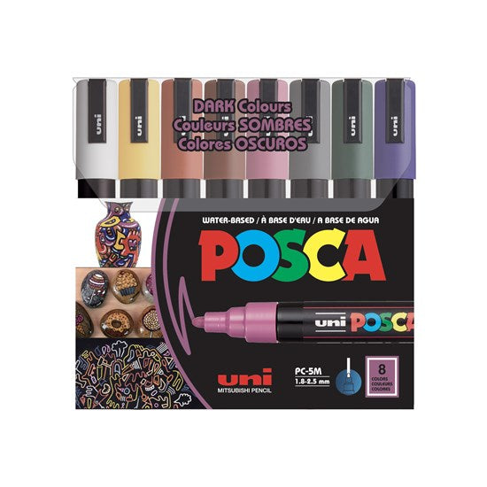 Set of 8 Posca Marker Pc-5M Dark