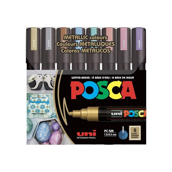 Set of 8 Posca Marker Pc-5M Metallic