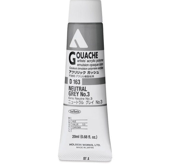 Acryla Gouache Neutral Grey #3 Series A - 20ml