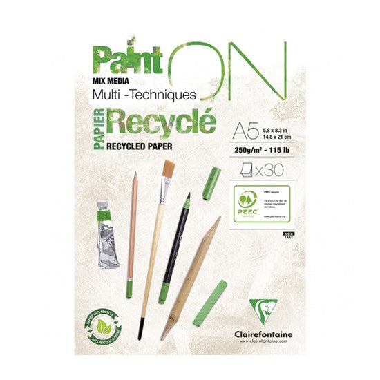 Paint'ON Mixed Media Glued Pad - Recycled - 11.7 X 16.5 INCHES