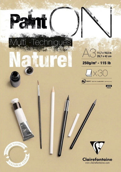 Paint'ON Mixed Media Glued Pad - Natural 11.7 X 16.5 Inches