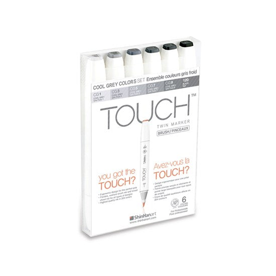 Set of 6 Touch Brush Cool Grey