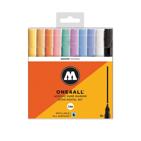Set of 10 One4all Markers Pastel - 2mm