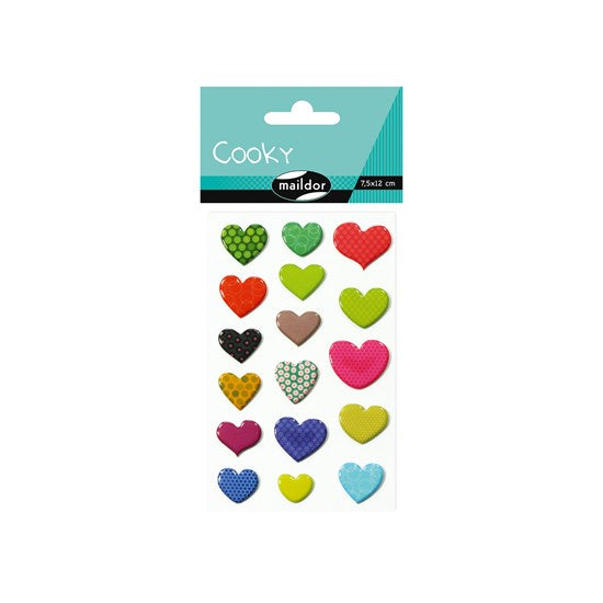 Autocollants Cooky 3D : Coeurs à motifs