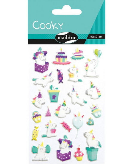 Autocollants Cooky : Licornes anniversaire