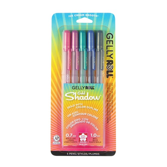 Set of 5 gelly roll gold shadow gel pens