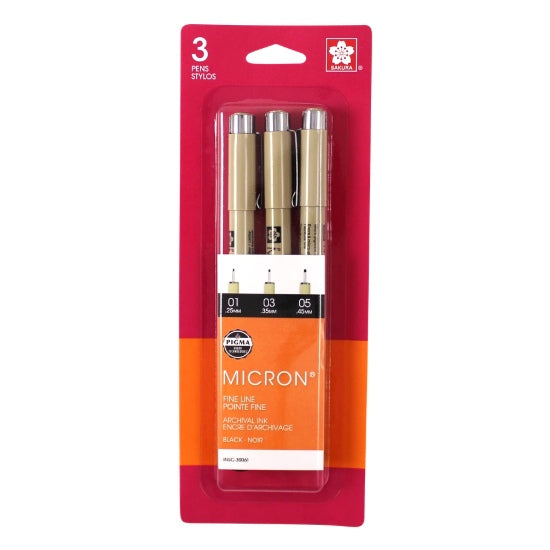 Set of 3 markers pigma micron black precision