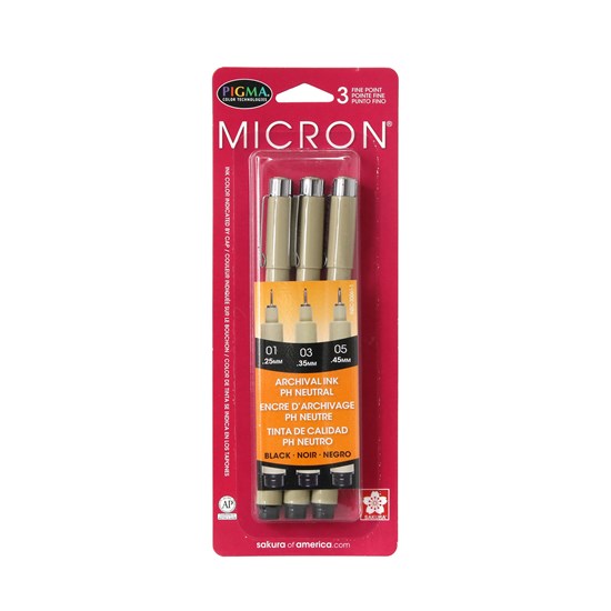 Set of 3 markers pigma micron black precision