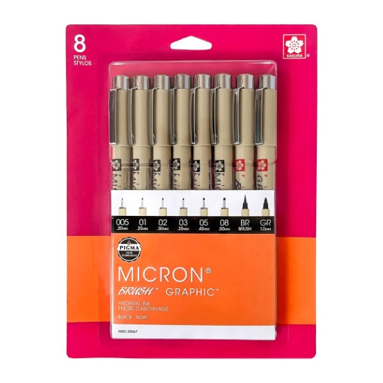 Set of 8 markers pigma black