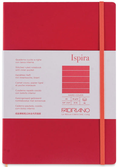 Ispira Stitch-Bound Notebook - Hard Cover - RED - LIGNE GRAMPERS