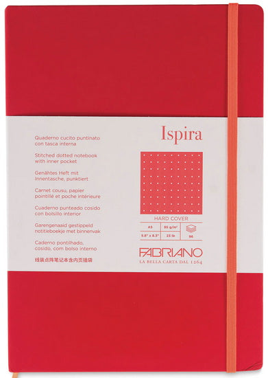 Cahier à reliure cousue ispira - couverture rigide - rouge - pointille grampersquaremeter