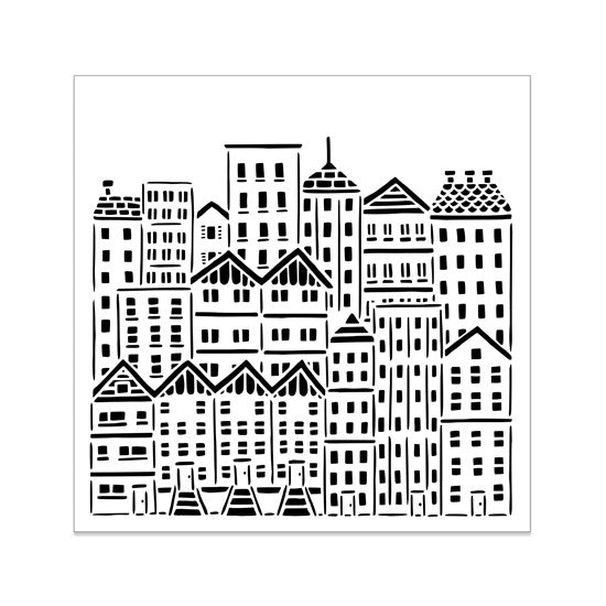 Pochoir ville 6x6po