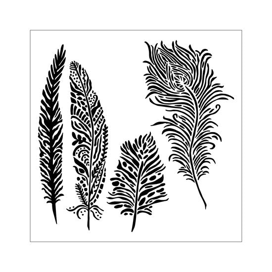 Pochoir plumes enjouées12x12po