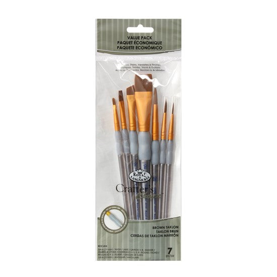 Set of 7 Flat Black Taklon Brushes