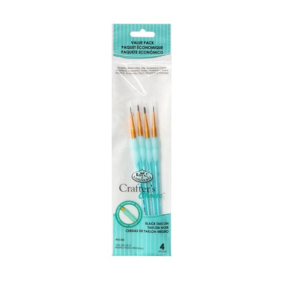Set of 4 Black Taklon Brushes Round
