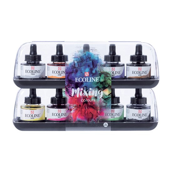 Set of 10 Ecoline Watersoluble Ink Mixing Colours - 30ML