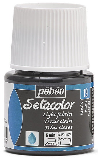 Peinture textile - setacolor - 45ml - t.clair - laque noir