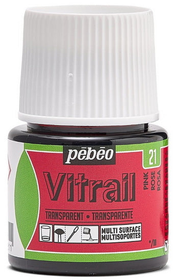 Peinture verre - vitrail - 45ml - rose