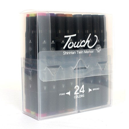 Ens. 24 marqueurs double pointe touch couleurs de base