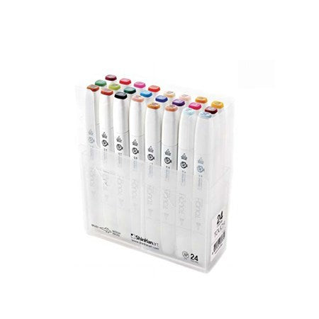 Ens. 24 marqueurs double pointe pinceau Touch couleurs de base