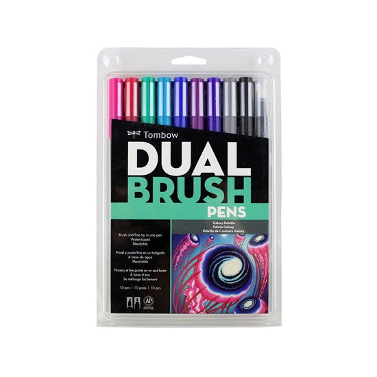 Set of 10 dual brush pen galaxy
