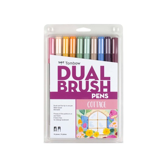 Set of 10 dual brush pen cottage