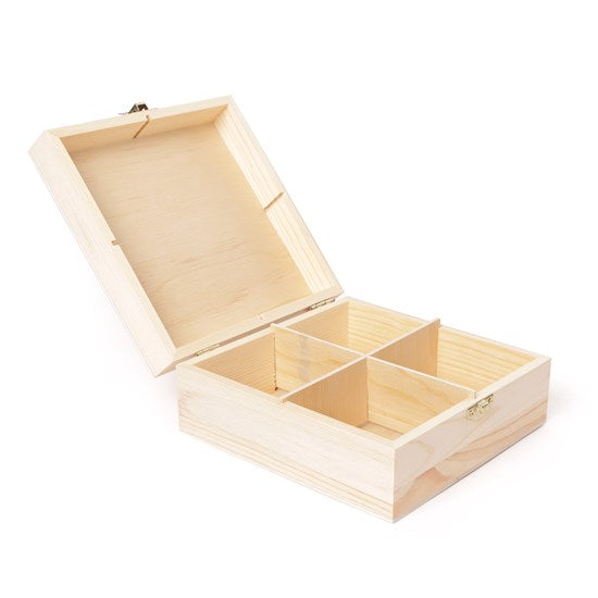 Wooden 4 Division Box 6,4" x6,2" x2,7"
