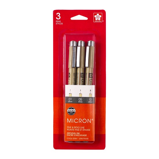 Set of 3 pigma micron markers cool gray