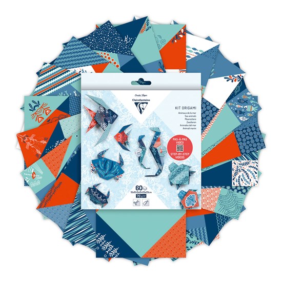 Feuilles origami à motifs Faune marine