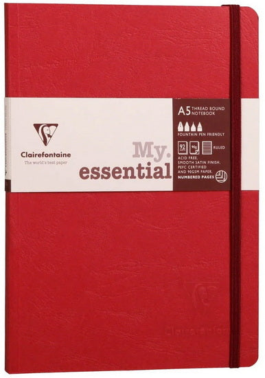 Age Bag Notebook - Dot Grid, Stitch-Bound, A5 Red
