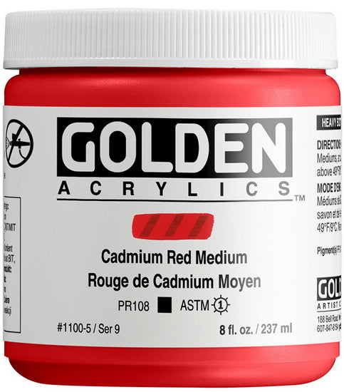 Acrylic high flow - 8 oz  cadmium red medium  s9