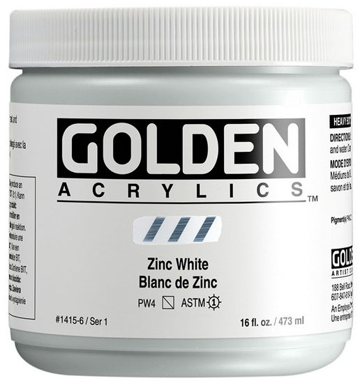 Acrylic heavy body - 16 oz  zinc white  s1