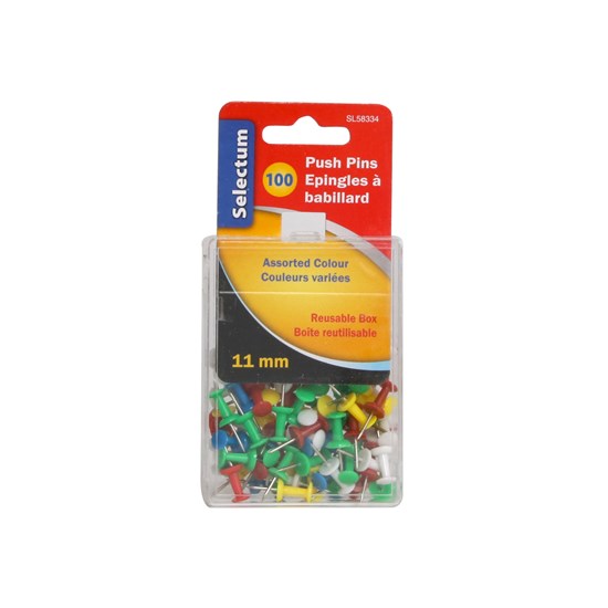Assorted Push Pin Pack of 100