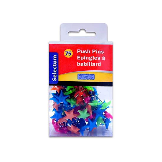 Neon Star Push Pin Pack of 75