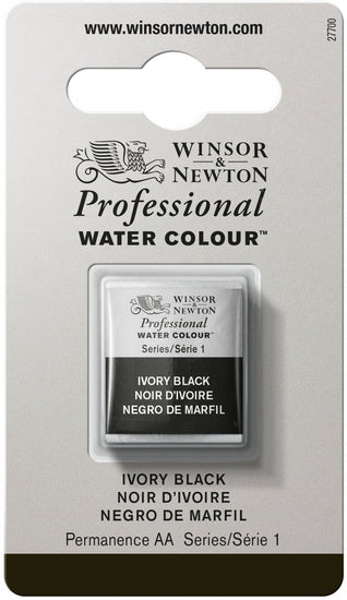 Watercolour half pan - ivory black - s1