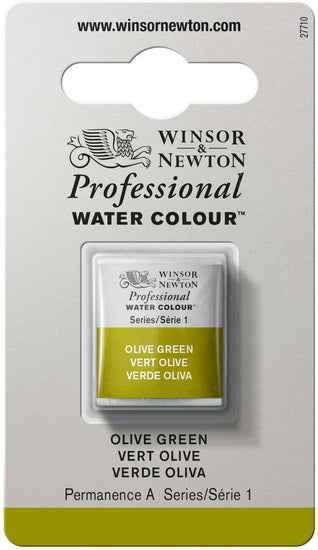 Watercolour half pan - olive green - s1