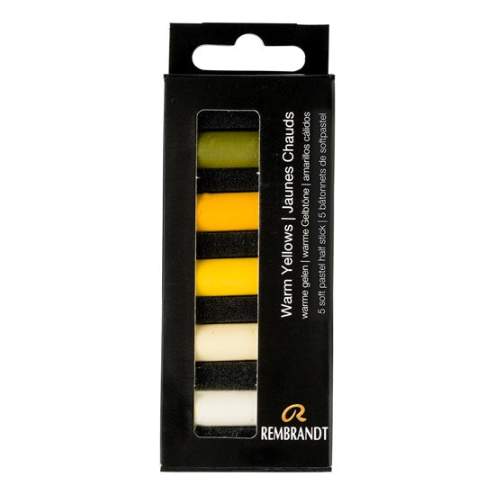 Ens. 5 demi-pastels tendres jaune chaud