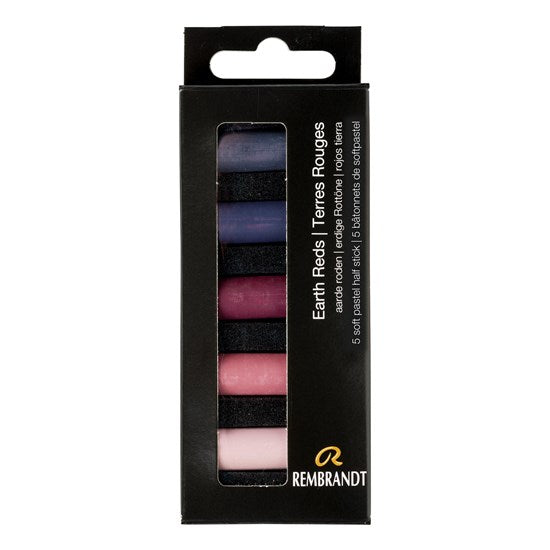 Ens. 5 demi-pastels tendres rouge terre