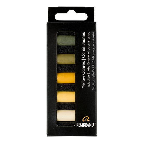 Ens. 5 demi-pastels tendres jaune ocre